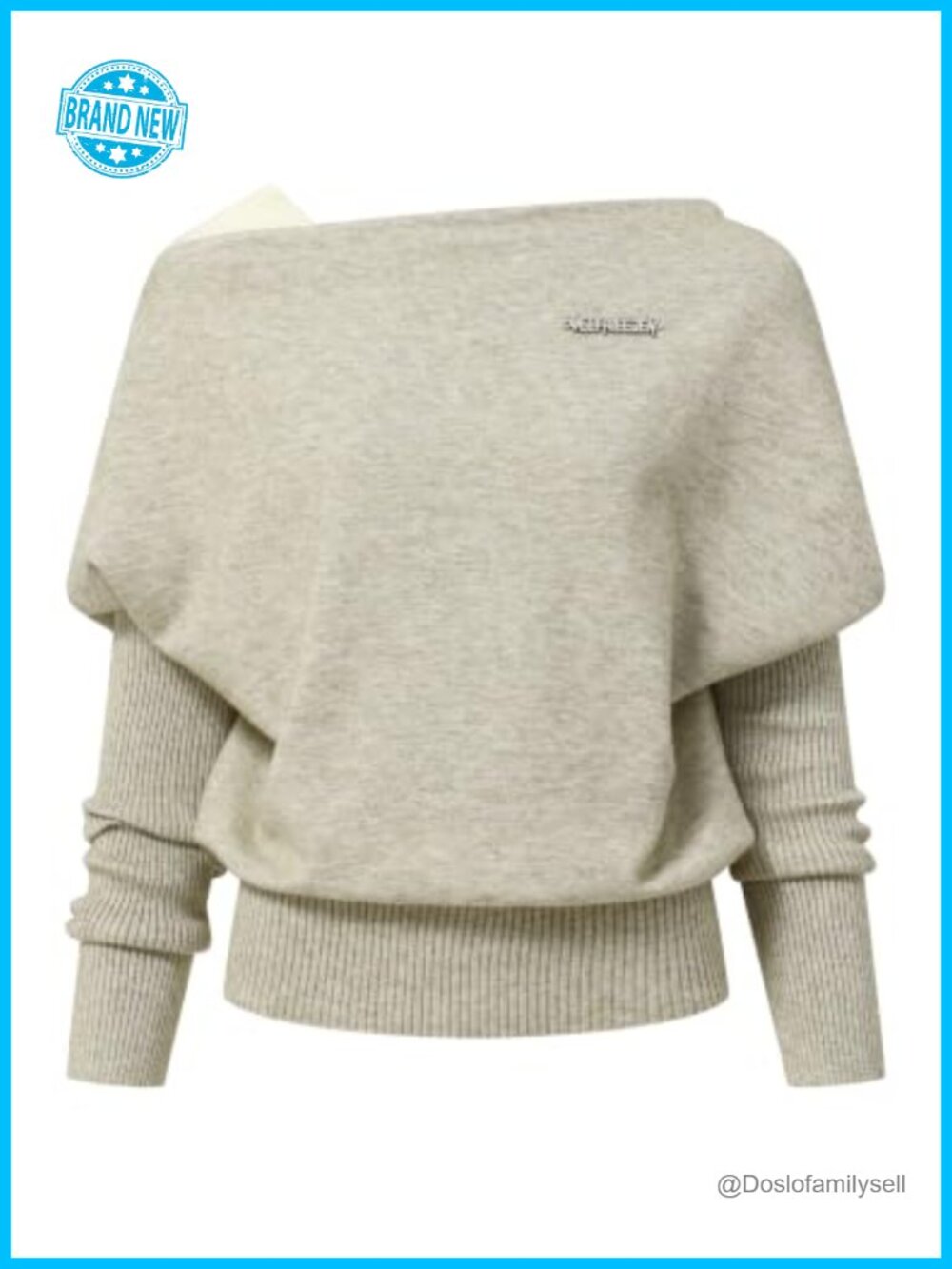 Off Shoulder Batwing Knit Sweater Slim Long Sleeve Pullover